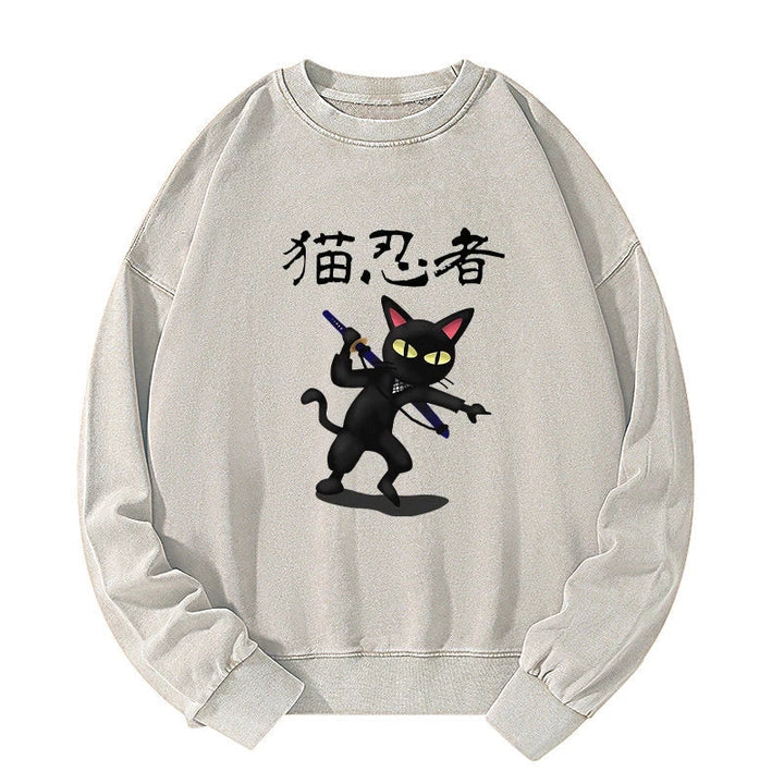 Ninja Cat Washed Sweatshirt