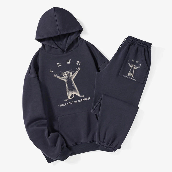 Happy Mouse Japanese Fleece Lined Hoodie Set