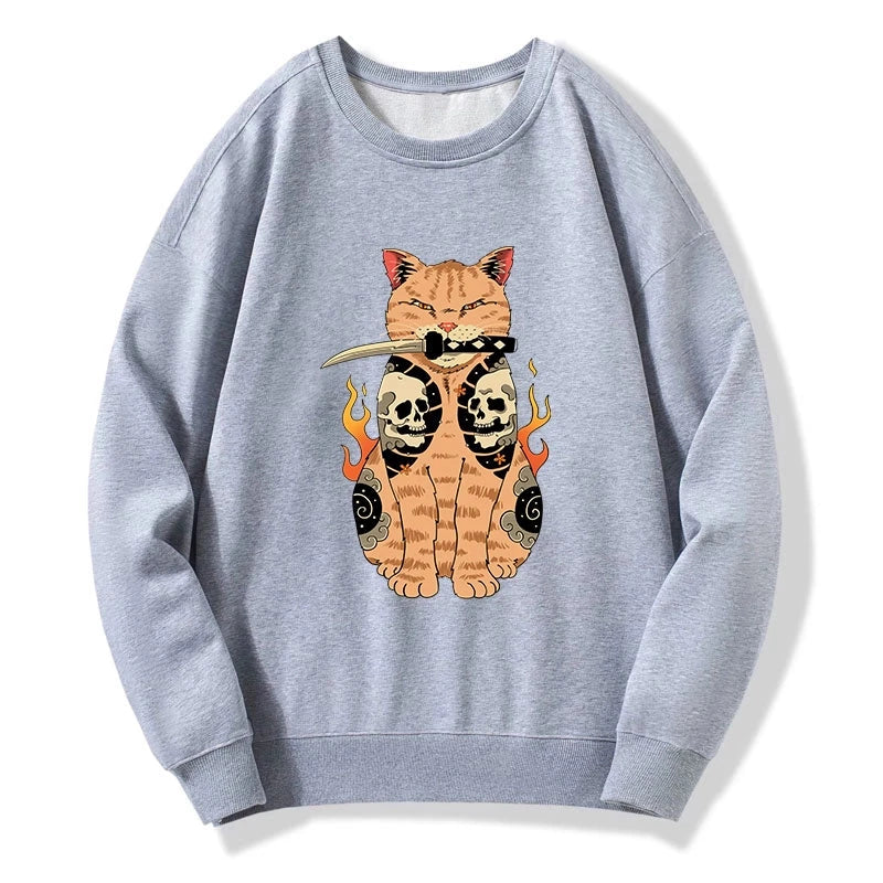Catana Cat Skull Tattooed Samurai Sweatshirt