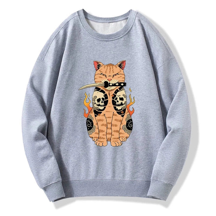 Catana Cat Skull Tattooed Samurai Sweatshirt