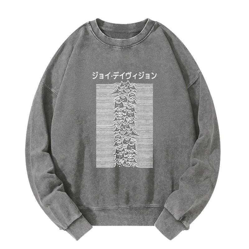 Funny Cat Davision Washed Sweatshirt