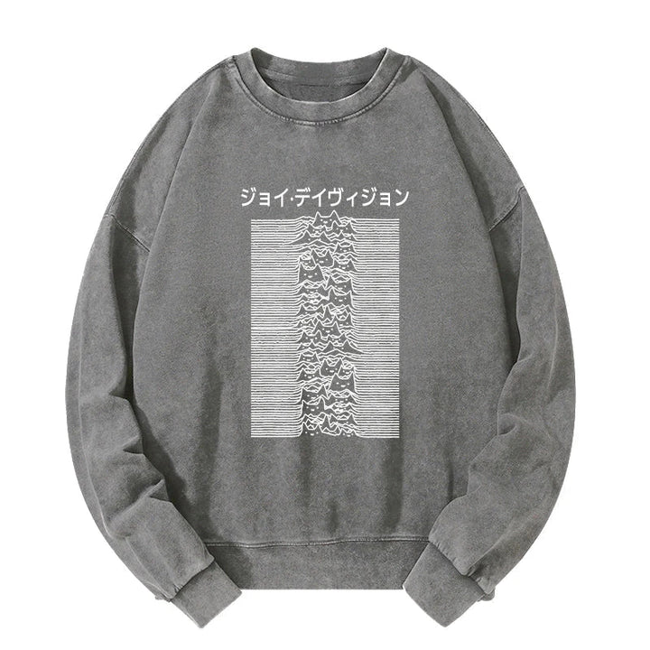Funny Cat Davision Washed Sweatshirt