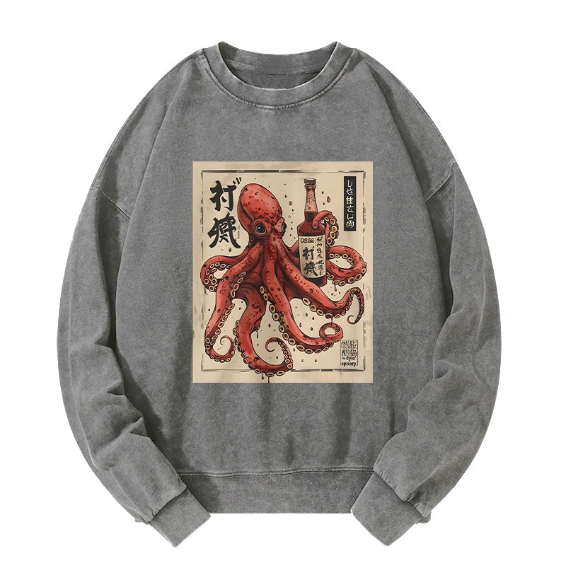 Osaka Sak¨¦ Octopus Washed Sweatshirt