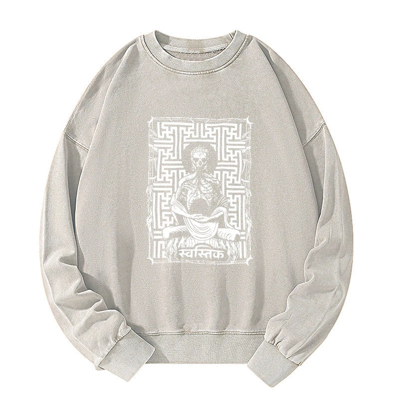 Sayagata Buddha Graphic Washed Sweatshirt