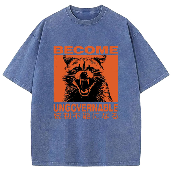 BECOME UNGOVERNABLE Washed Crew Neck T-shirt