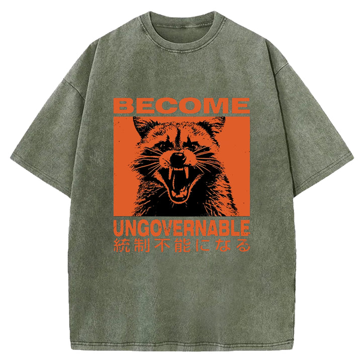 BECOME UNGOVERNABLE Washed Crew Neck T-shirt