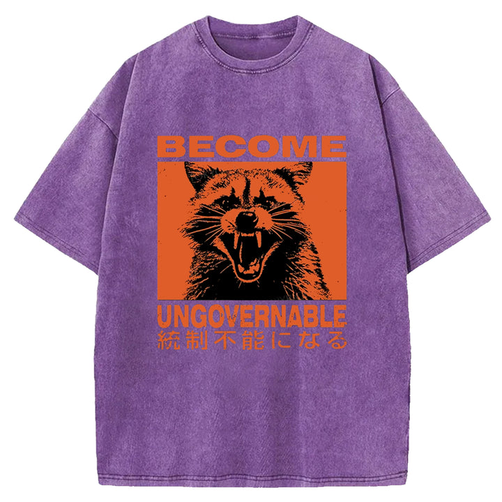 BECOME UNGOVERNABLE Washed Crew Neck T-shirt