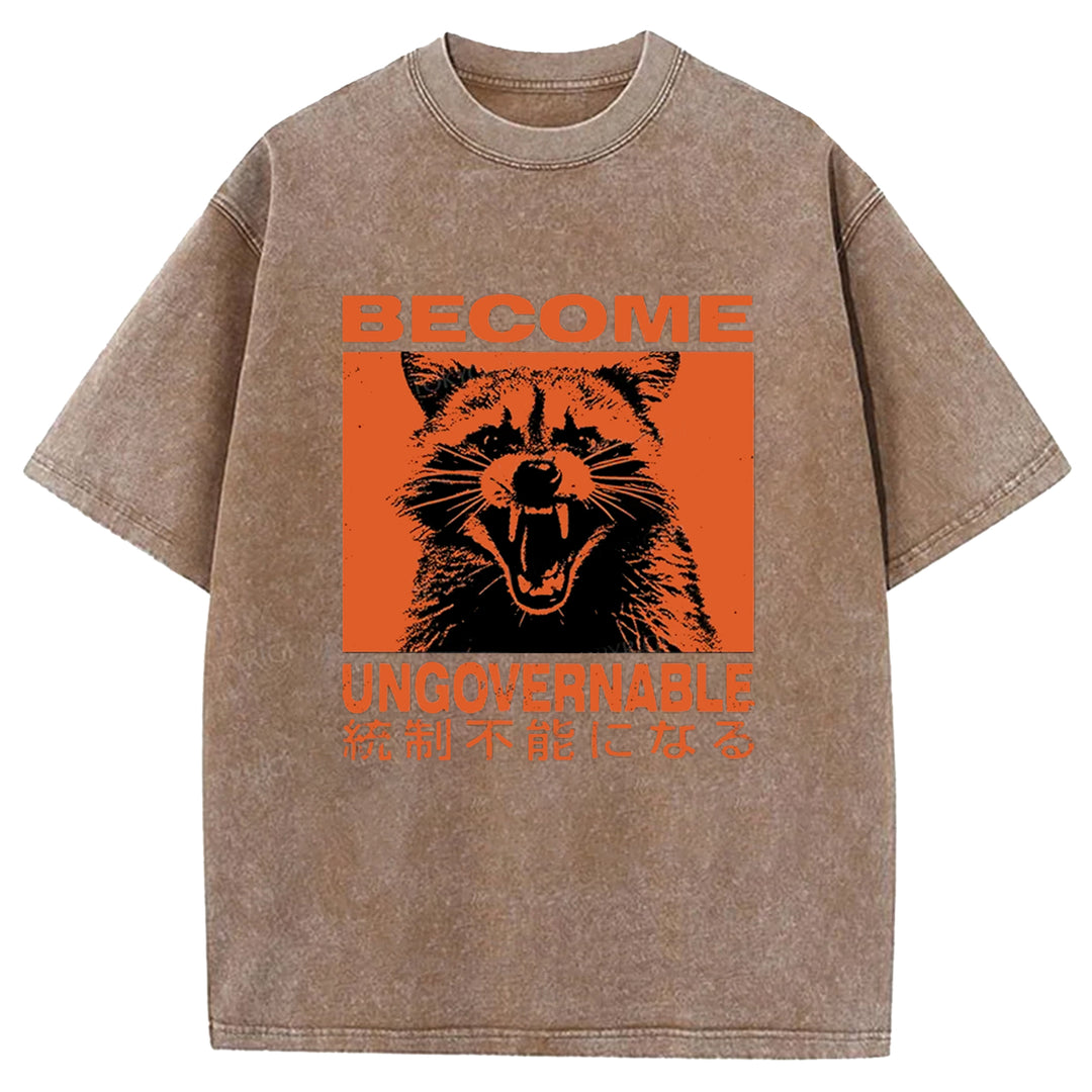 BECOME UNGOVERNABLE Washed Crew Neck T-shirt