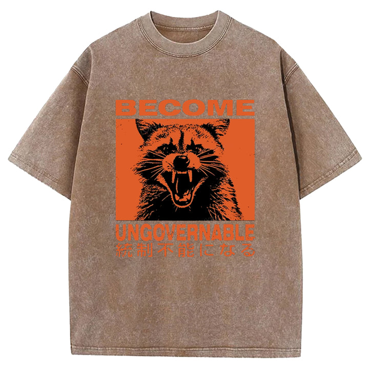BECOME UNGOVERNABLE Washed Crew Neck T-shirt
