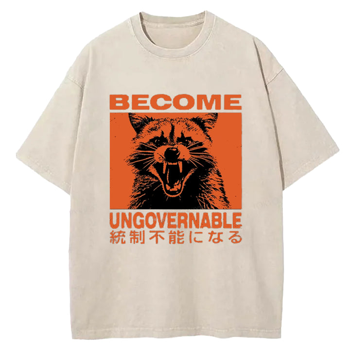 BECOME UNGOVERNABLE Washed Crew Neck T-shirt