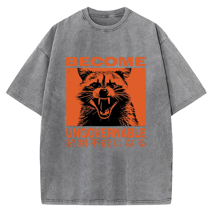 BECOME UNGOVERNABLE Washed Crew Neck T-shirt