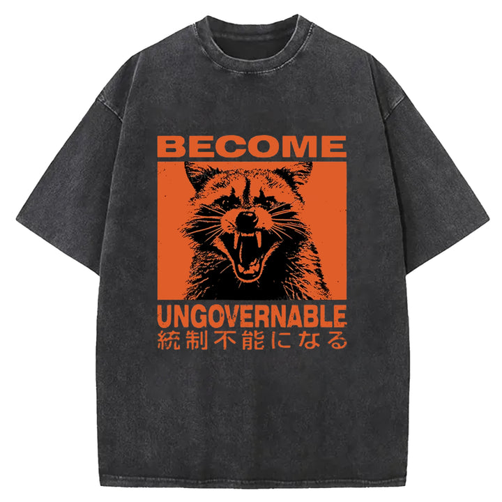 BECOME UNGOVERNABLE Washed Crew Neck T-shirt