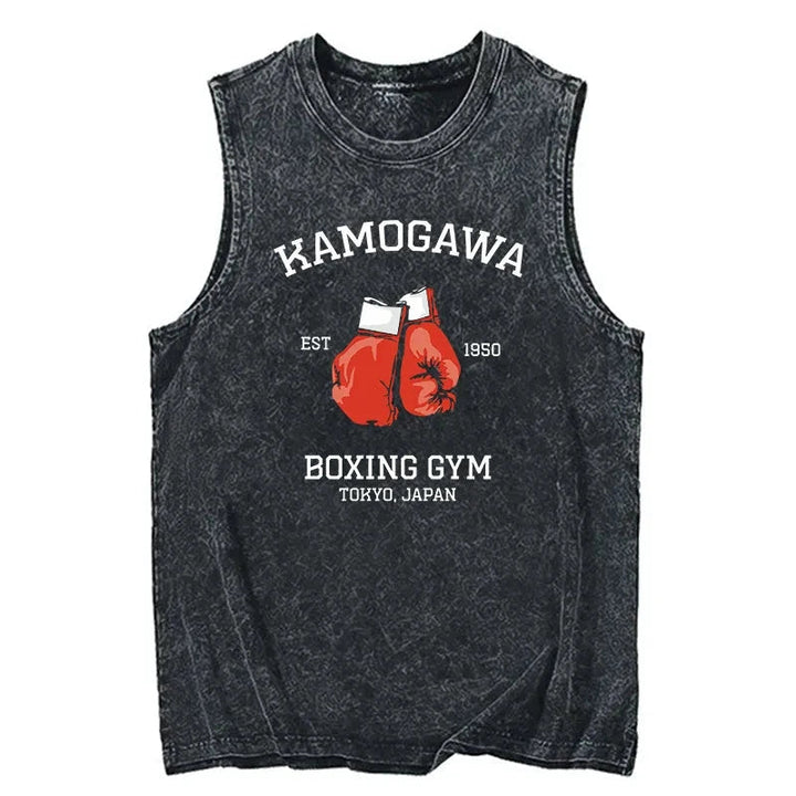 Retro Boxing Gloves Manga Anime Washed Tank
