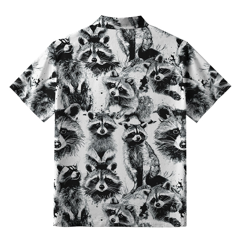 Playful Raccoon White Aloha Hawaiian Shirt