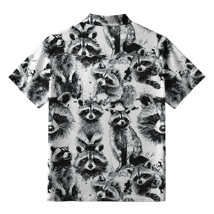 Playful Raccoon White Aloha Hawaiian Shirt