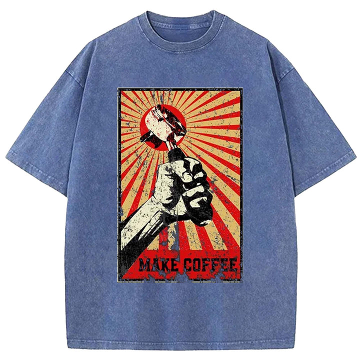 Make Coffee Washed Crew Neck T-Shirt