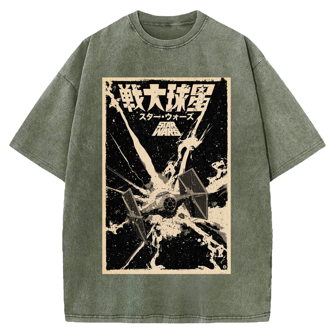 Star Wars Vintage Design Washed Crew Neck T-Shirt