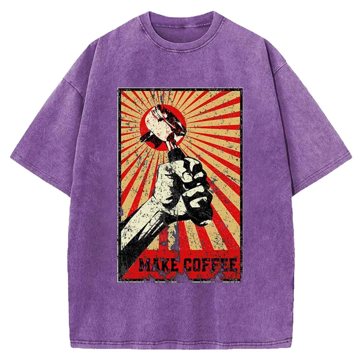 Make Coffee Washed Crew Neck T-Shirt