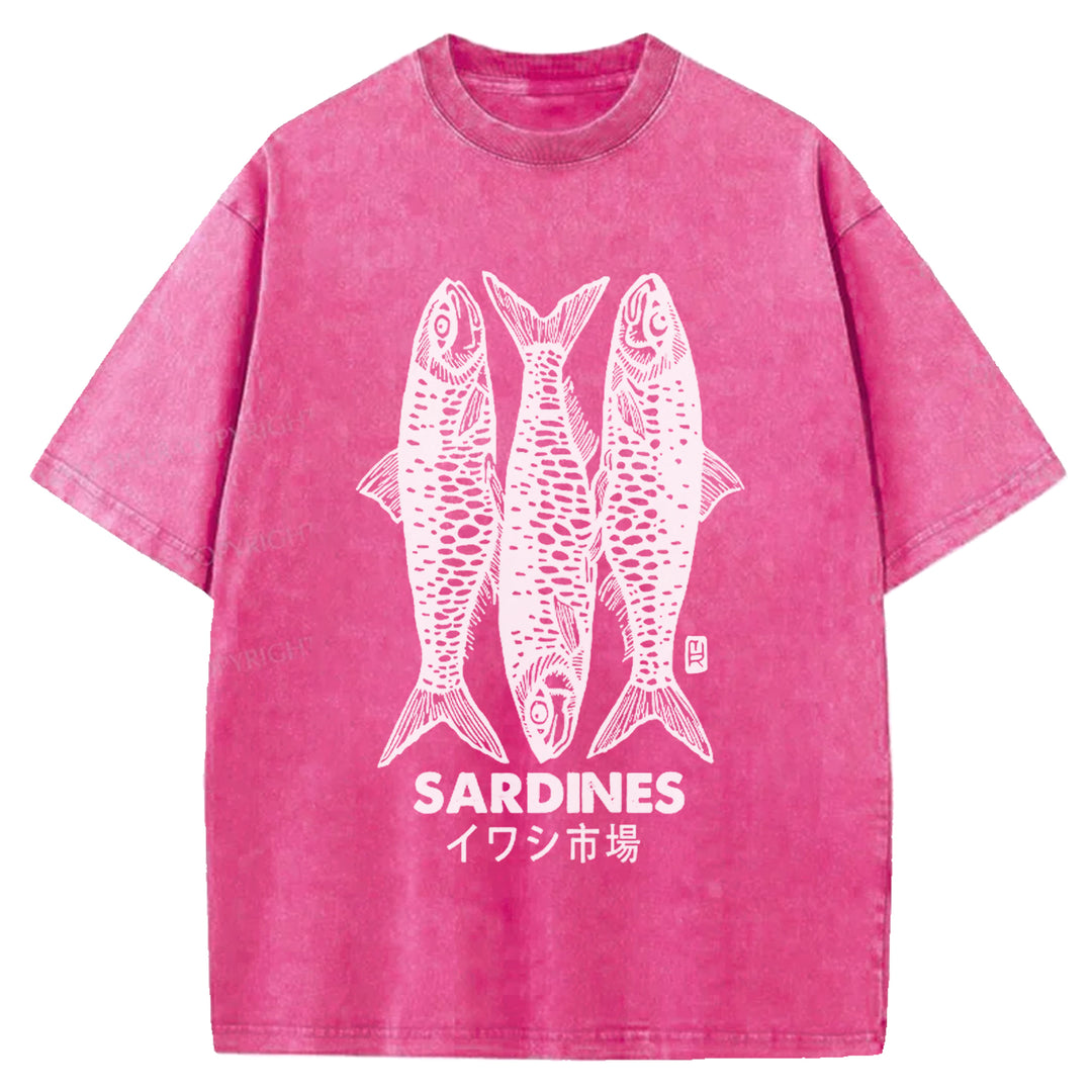 SARDINES Washed Crew Neck T-shirt