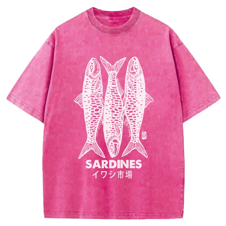 SARDINES Washed Crew Neck T-shirt