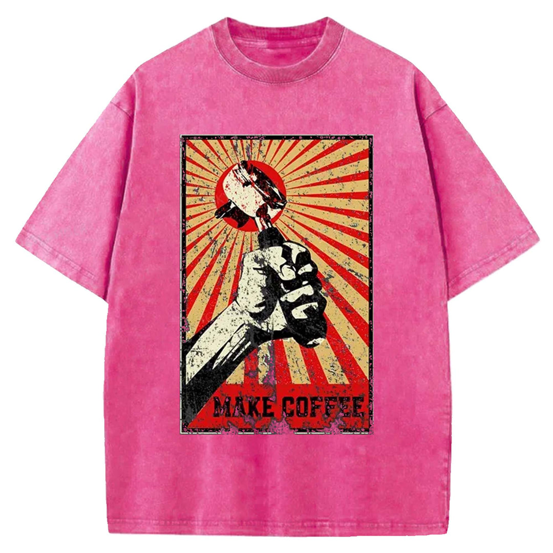 Make Coffee Washed Crew Neck T-Shirt