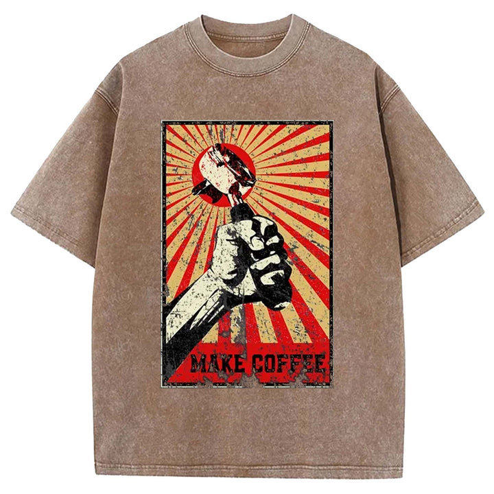 Make Coffee Washed Crew Neck T-Shirt