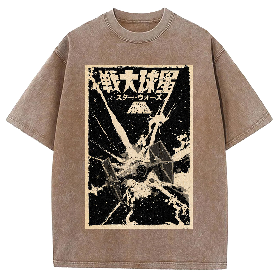 Star Wars Vintage Design Washed Crew Neck T-Shirt