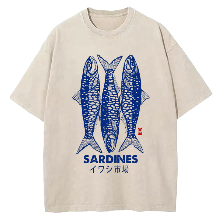 SARDINES Washed Crew Neck T-shirt