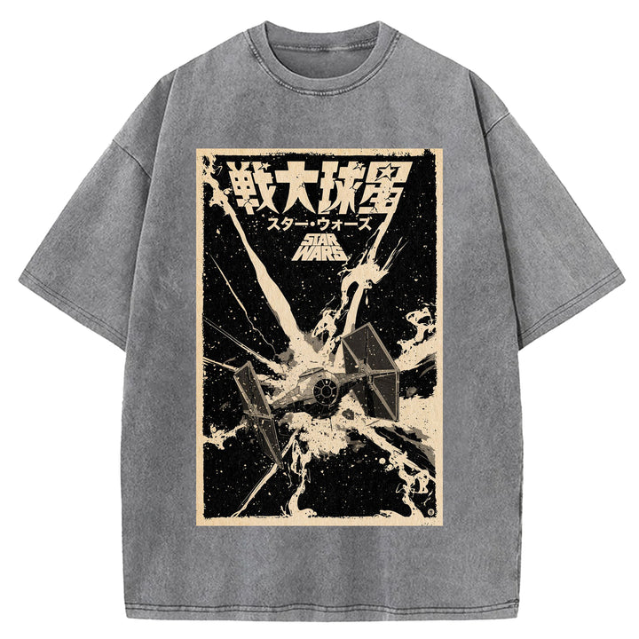 Star Wars Vintage Design Washed Crew Neck T-Shirt