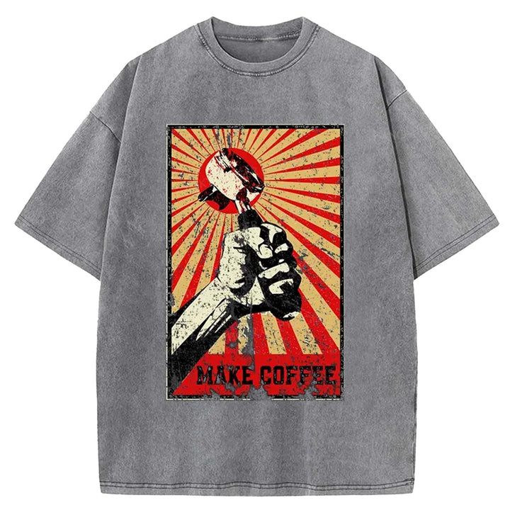 Make Coffee Washed Crew Neck T-Shirt