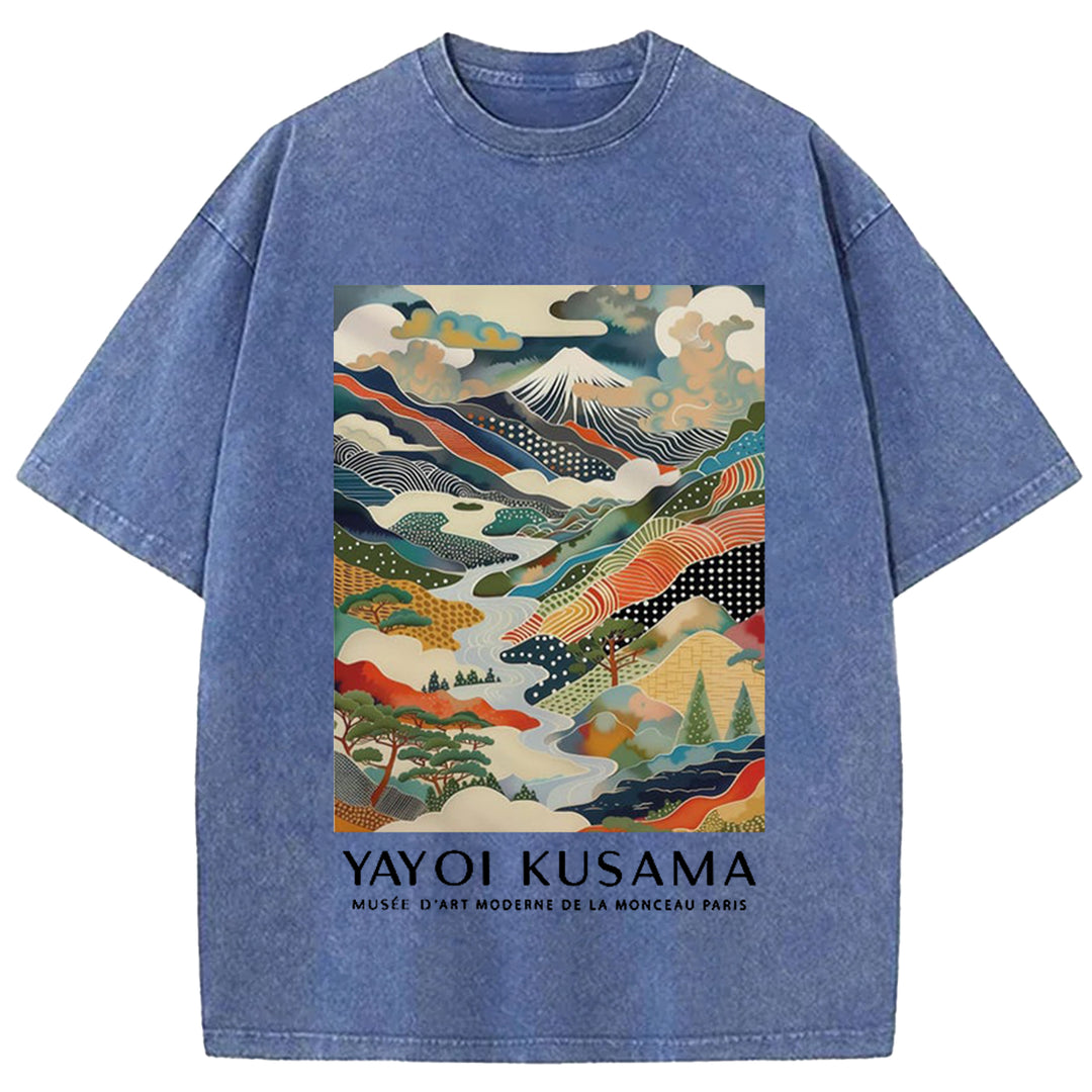 Yayoi Kusama Mount Fuji Vintage Washed Crew Neck T-Shirt
