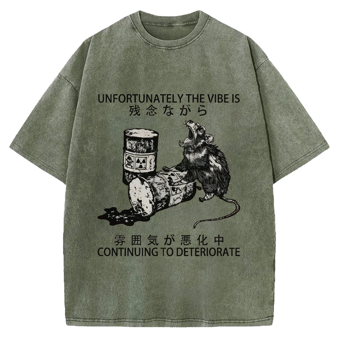 CONTINUING TO DETERIORATE Washed Crew Neck T-shirt