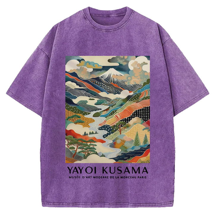 Yayoi Kusama Mount Fuji Vintage Washed Crew Neck T-Shirt