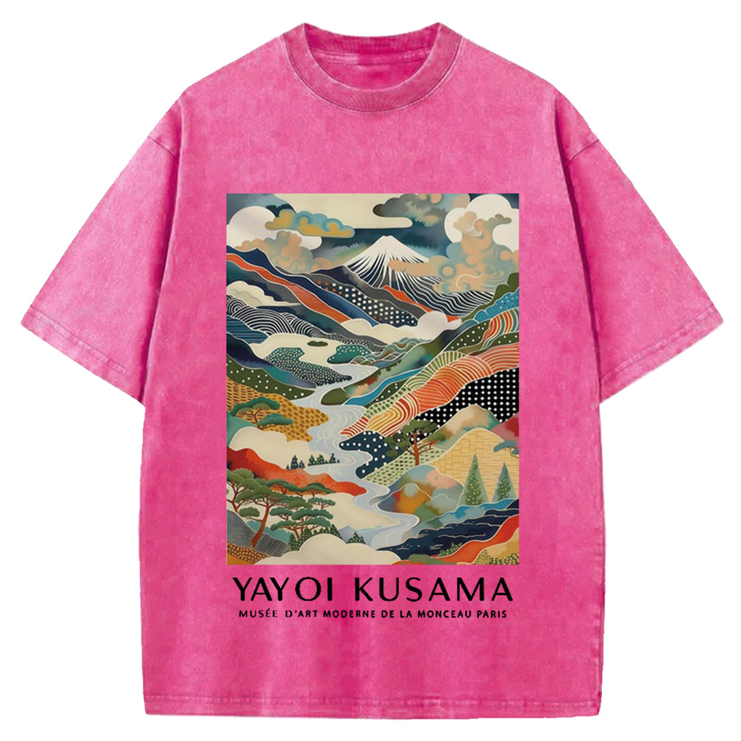 Yayoi Kusama Mount Fuji Vintage Washed Crew Neck T-Shirt