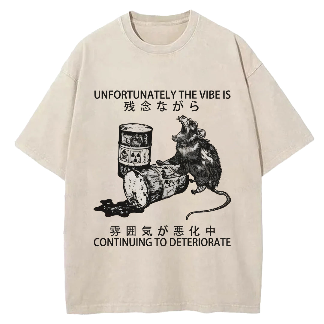 CONTINUING TO DETERIORATE Washed Crew Neck T-shirt