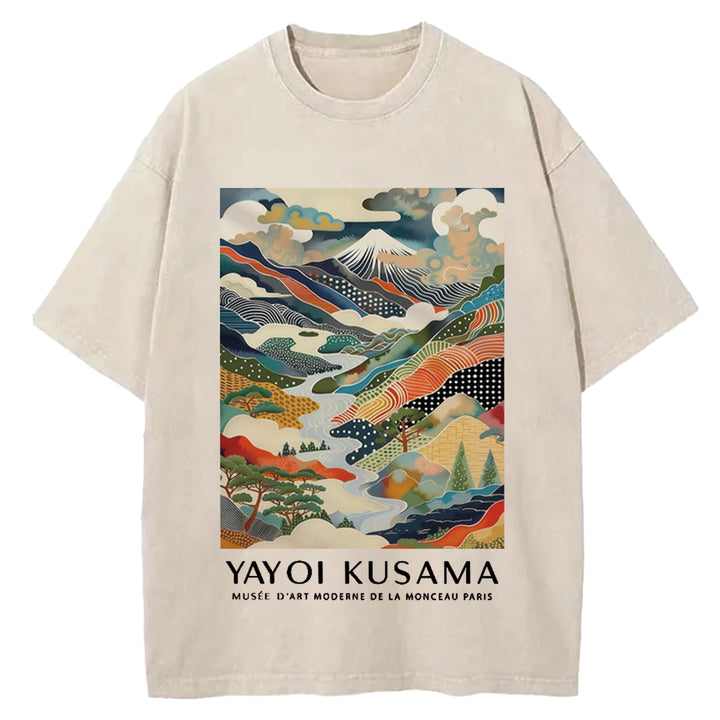 Yayoi Kusama Mount Fuji Vintage Washed Crew Neck T-Shirt
