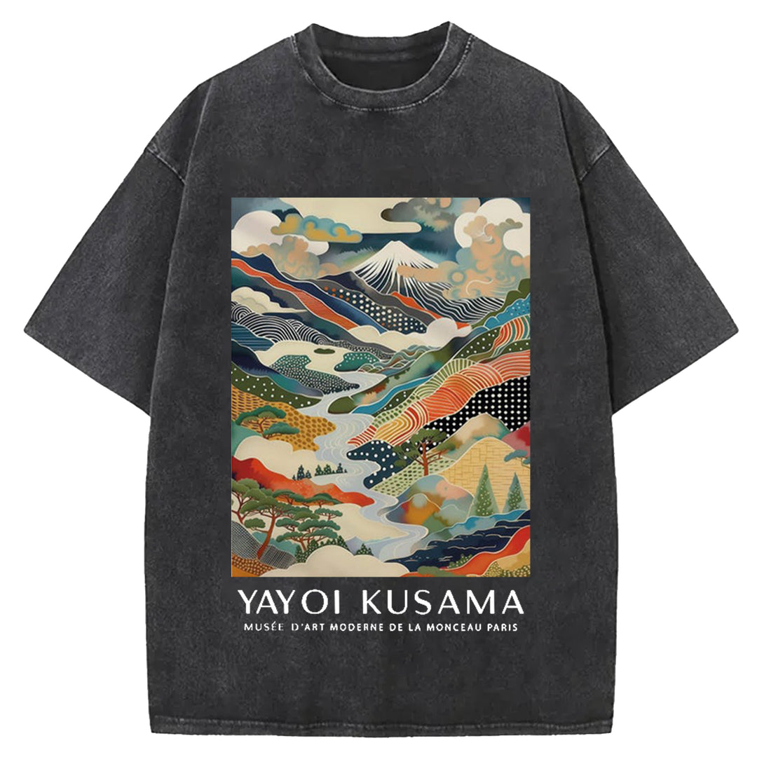 Yayoi Kusama Mount Fuji Vintage Washed Crew Neck T-Shirt