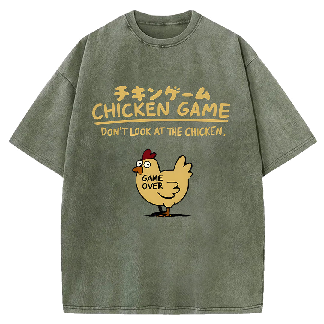 CHICKEN GAME Washed Crew Neck T-shirt