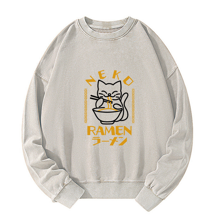 Cat Obsessed With RamenWashed Sweatshirt