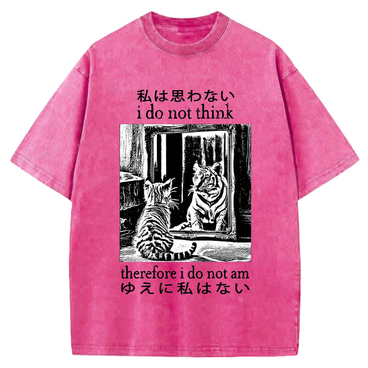 Thinking Cat Japanese Washed Crew Neck T-Shirt