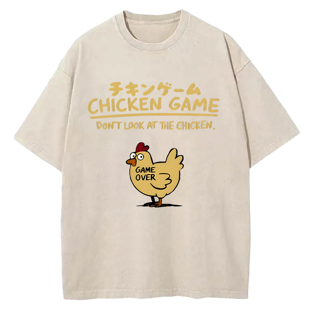 CHICKEN GAME Washed Crew Neck T-shirt
