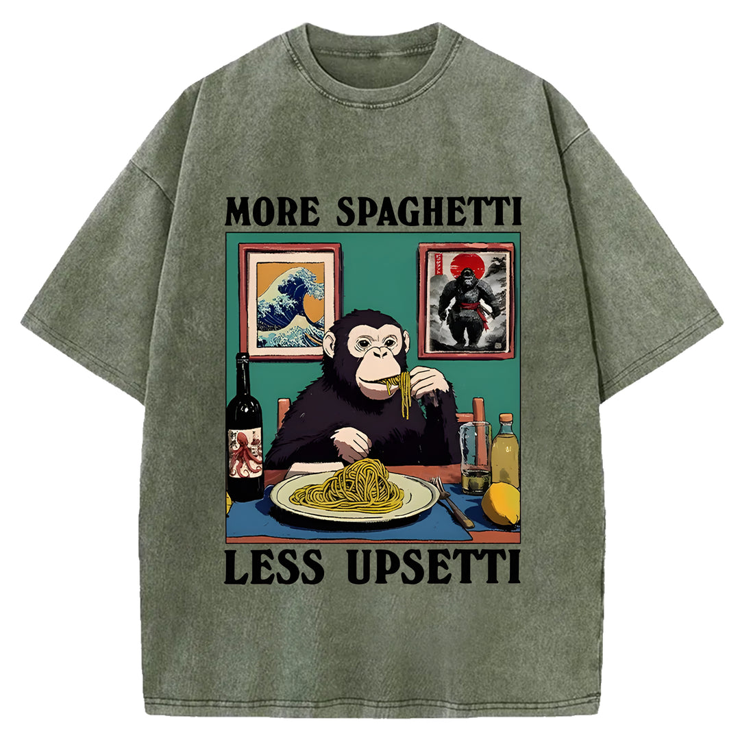 More Spaghetti Less Upset Bigfoot Washed Crew Neck T-Shirt