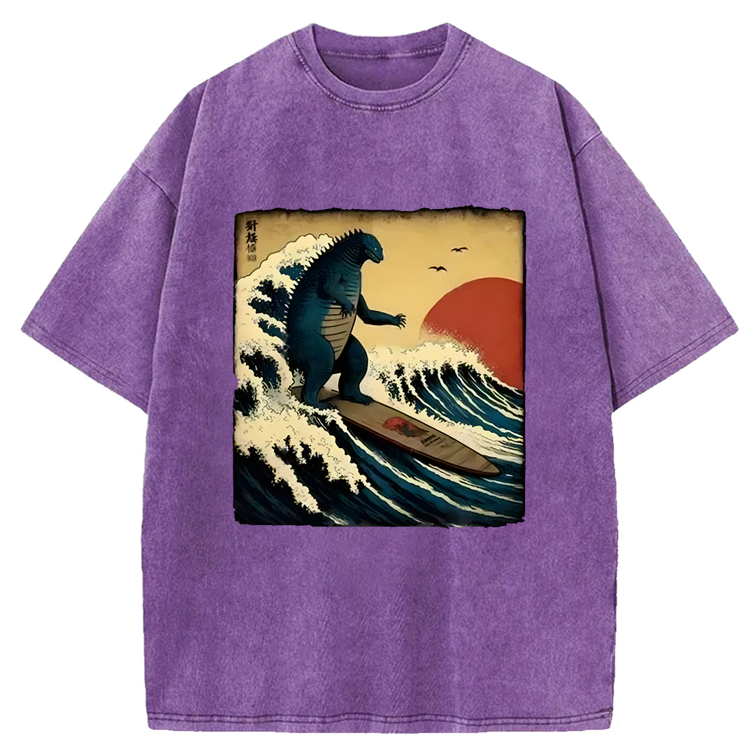 Godzilla Surf Washed Crew Neck T-shirt