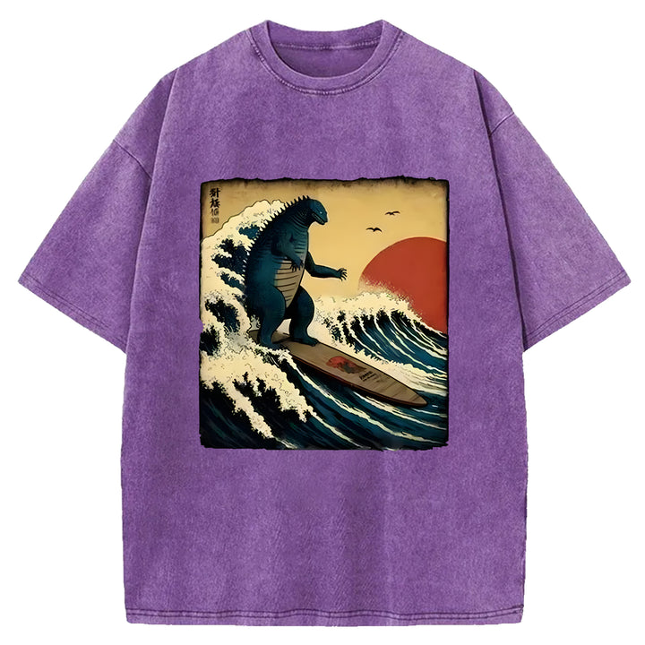 Godzilla Surf Washed Crew Neck T-shirt
