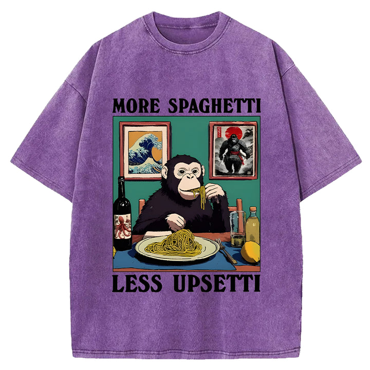 More Spaghetti Less Upset Bigfoot Washed Crew Neck T-Shirt
