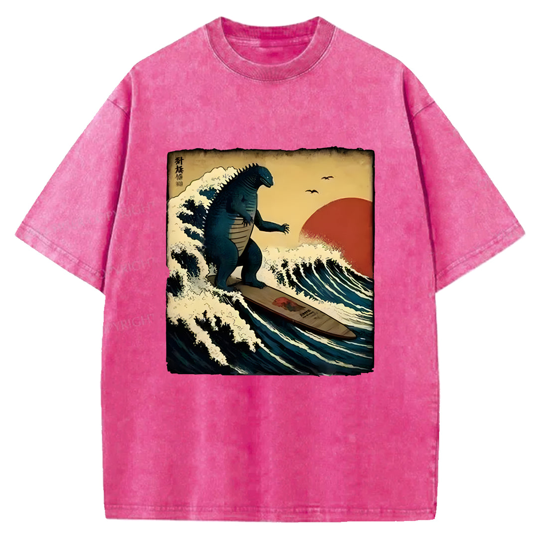 Godzilla Surf Washed Crew Neck T-shirt