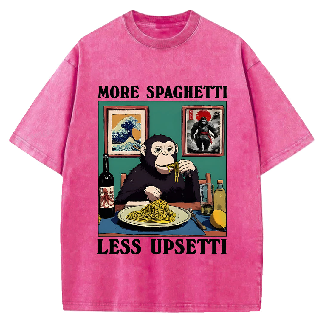 More Spaghetti Less Upset Bigfoot Washed Crew Neck T-Shirt