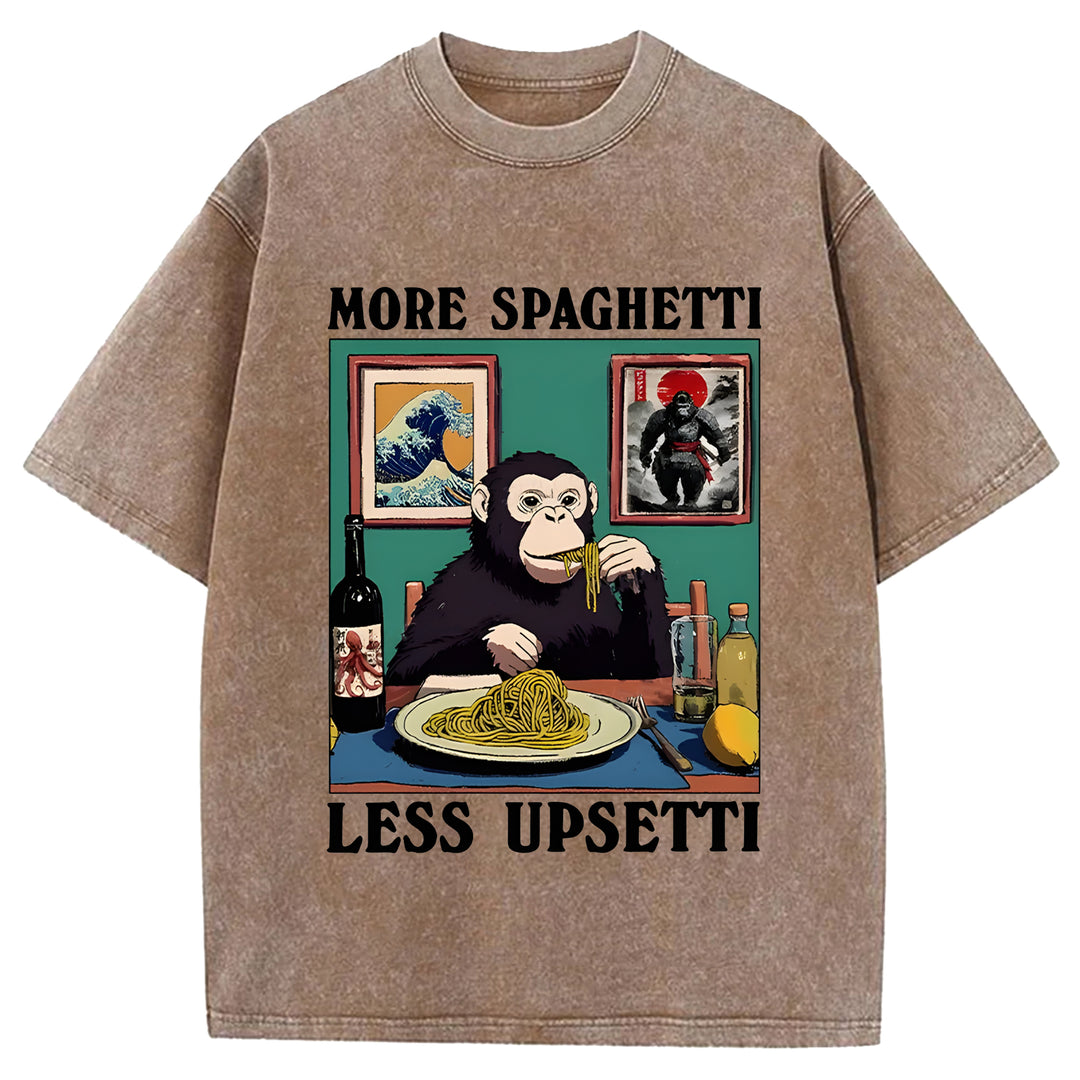 More Spaghetti Less Upset Bigfoot Washed Crew Neck T-Shirt