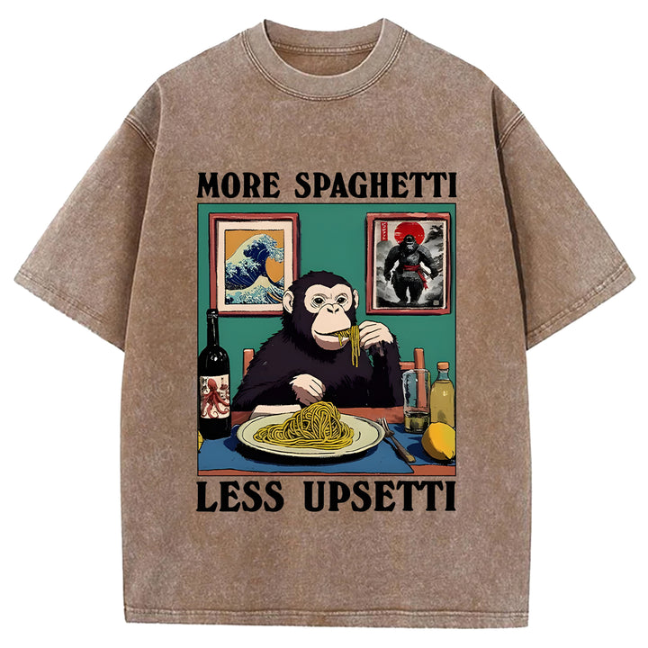 More Spaghetti Less Upset Bigfoot Washed Crew Neck T-Shirt