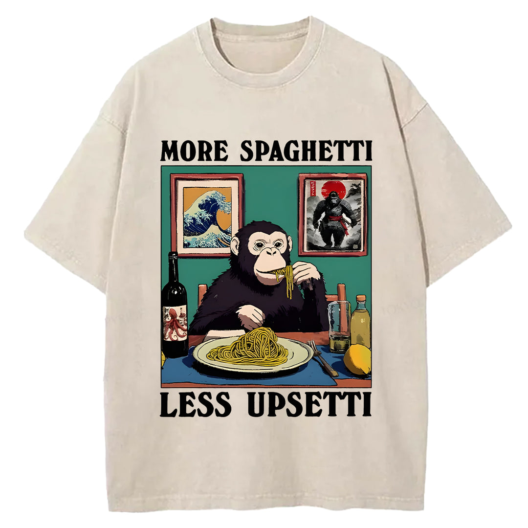 More Spaghetti Less Upset Bigfoot Washed Crew Neck T-Shirt